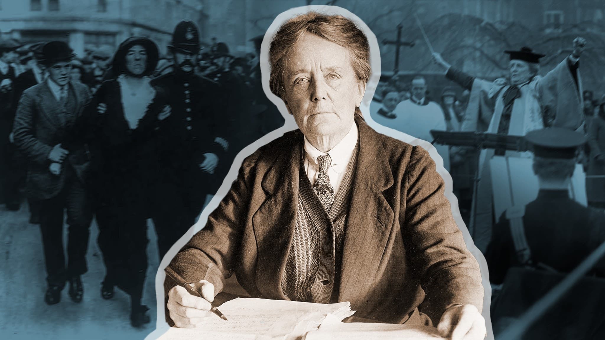 Ethel Smyth med notblad framför sig