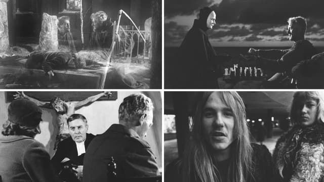 Svensk filmkanon: "Körkarlen" (1921), "Det sjunde inseglet" (1957), "Nattvardsgästerna" (1963) och "Dom kallar oss mods" (1968).