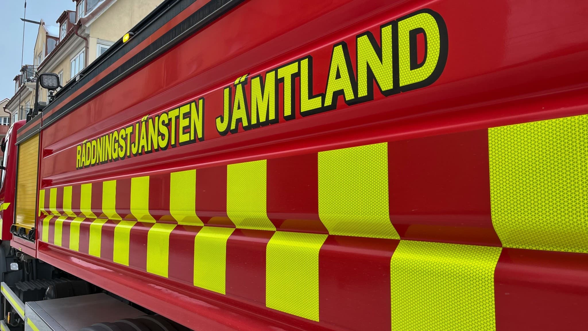 Sida på brandbil i Östersund