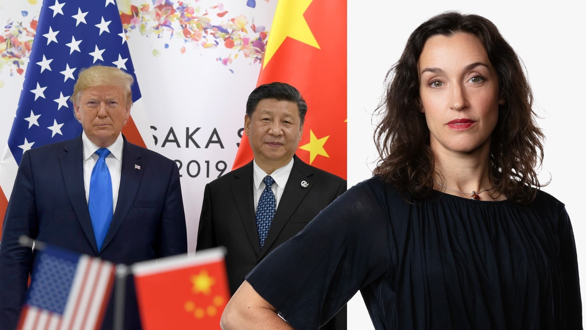 Till vänster: Trump och Xi Jinping. Till höger: Hanna Sahlberg.
