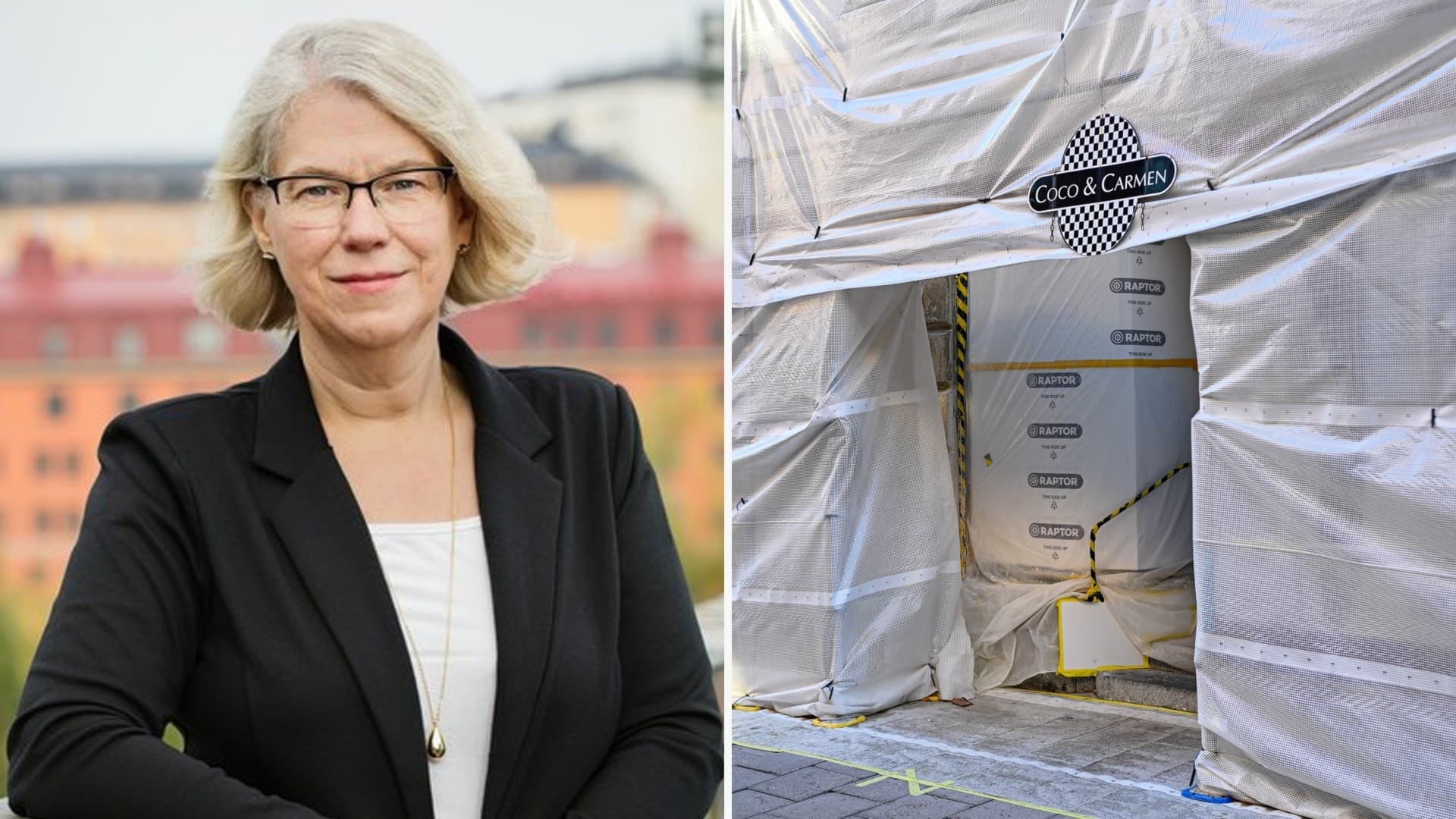 Till vänster: Maria Rotzén Östlund är smittskyddsläkare i Region Stockholm. Till höger: Restaurangen Coco & Carmen. 