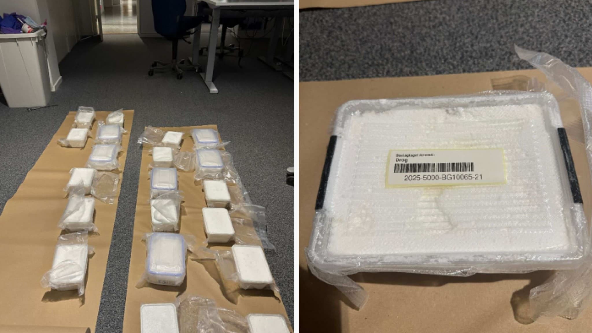 Delar av polisens beslag av narkotika. Foto: Polisens förundersökning.