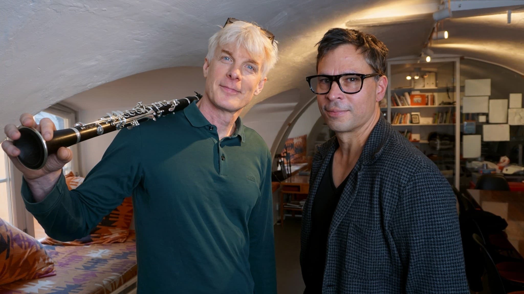 Martin Fröst, klarinettist, och Martin Wicklin, programledare.