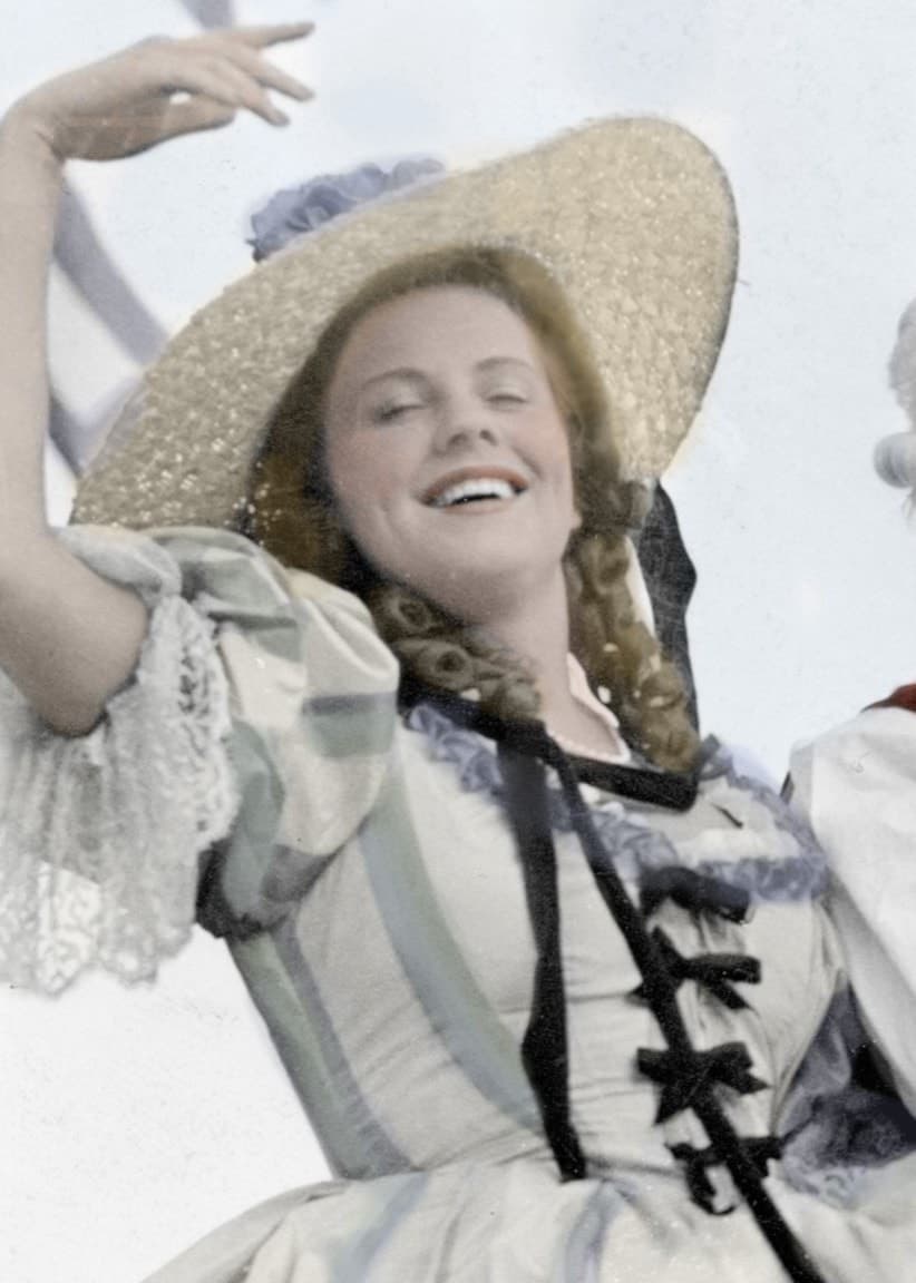 Sickan Carlsson som Ulla Winblad och Gösta Kjellertz som Bellman vid Bellmanfestspelen 1941.