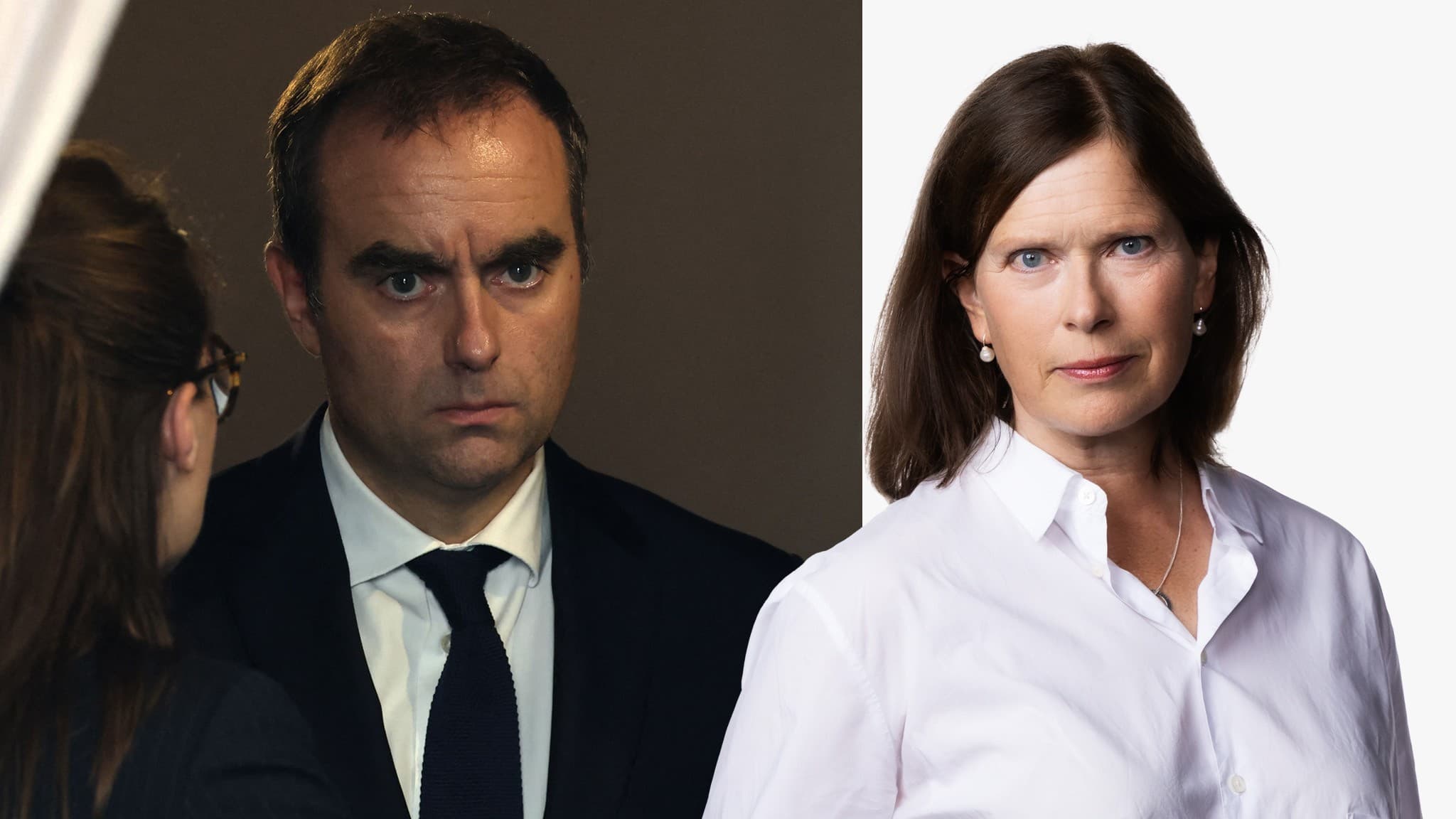 Frankrikes avgående premiärminister Sébastien Lecornu håller ett tal framför en fransk flagga vid Hôtel de Matignon i Paris efter att ha lämnat in sin avskedsansökan.